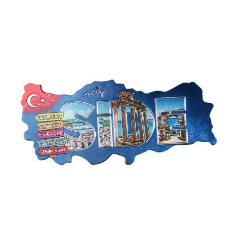 Side Temalı Metalize Harita Magnet - 6