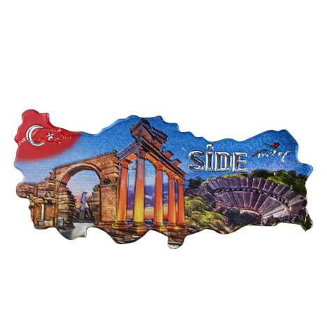 Side Temalı Metalize Harita Magnet - 9