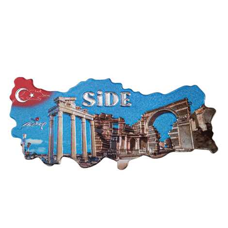 Side Temalı Metalize Harita Magnet - 10