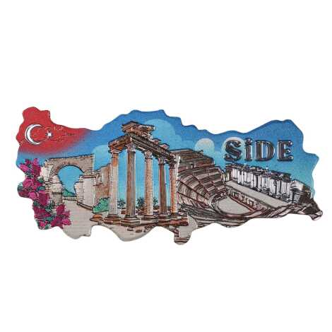 Side Temalı Metalize Harita Magnet - 12