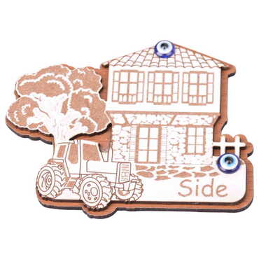 Side Themed Wooden Engraved Souvenir Fridge Magnet - 18