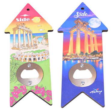 Side Themed Arrow Shaped Printed MDF Wooden Bottle Opener 193x82 mm - 2