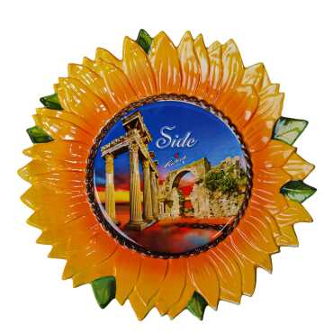 Side Temalı Myros Ayçiçeği Seramik Tabak 26 cm - Myros