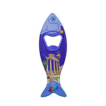 Side Themed Customised UV Printed Fish Shape Printed Plastic Base Bottle Opener 42x130 mm