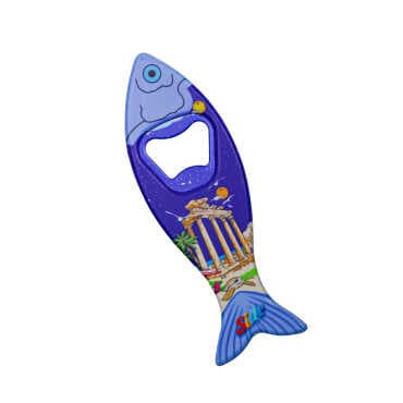 Side Themed Customised UV Printed Fish Shape Printed Plastic Base Bottle Opener 42x130 mm - 2