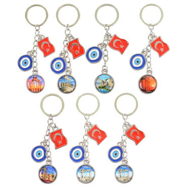 Toptan Side Temalı Myros Bayrak Nazar Üçlü Anahtarlık - 2