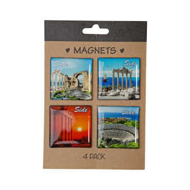 Side Themed Myros Four Piece Carded Refrigerator Magnet Set 40x40 mm