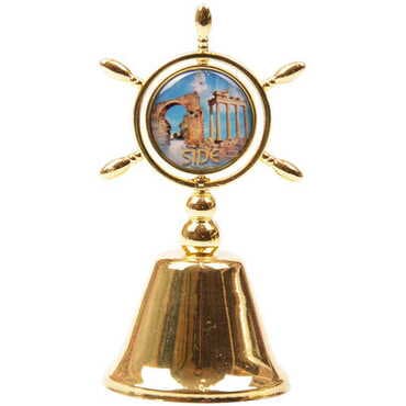 Side Themed Collectible Souvenir Double Side Metal Spinner Rudder Bell - Golden Color - 6