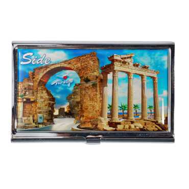 Side Themed Myros Metal Mirrored Rectangular Pill Box 84x45x13 mm - 5