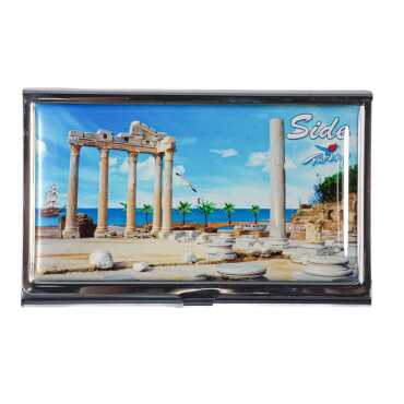 Side Themed Myros Metal Mirrored Rectangular Pill Box 84x45x13 mm - 6