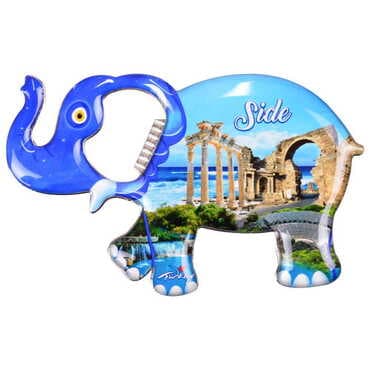 Side Themed Elephant Shaped Metal Magnetic Bottle Opener 98x61 mm - 5