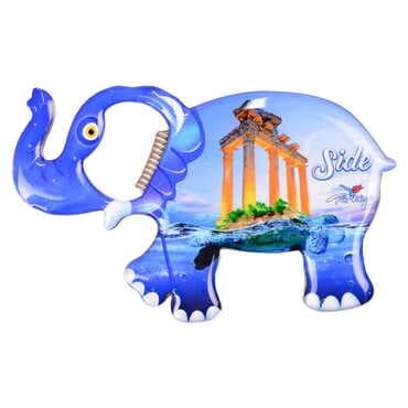 Side Themed Elephant Shaped Metal Magnetic Bottle Opener 98x61 mm - 7