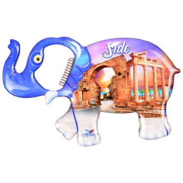 Side Themed Elephant Shaped Metal Magnetic Bottle Opener 98x61 mm - 8