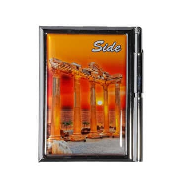 Side Themed Myros Metal Pen Holder Notepad 86x66x8 mm