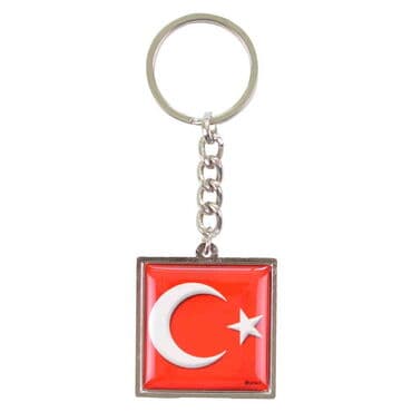 Side Themed Metal Square Shaped Double Sided Keychain 36x95 mm - 2