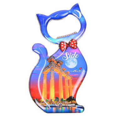 Toptan Side Temalı Myros Metal Kedi Açacak Magnet 97x48 mm - 4