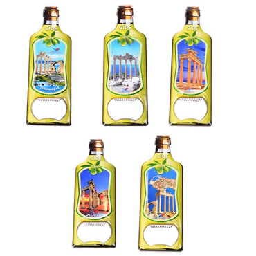 Side Themed Bottle Shaped Metal Magnetic Bottle Opener 115x39 mm - 3