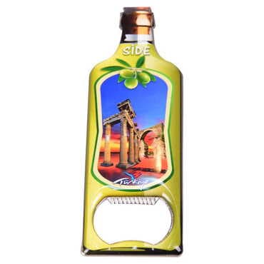 Side Themed Bottle Shaped Metal Magnetic Bottle Opener 115x39 mm - 7