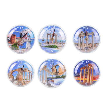 Toptan Side Temalı Myros Saat Magnet - 3