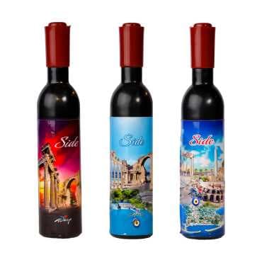 Side Themed Bottle Shaped Metal Wine Bottle Corkscrew Opener-Magnetic 115x25x25 mm - 5