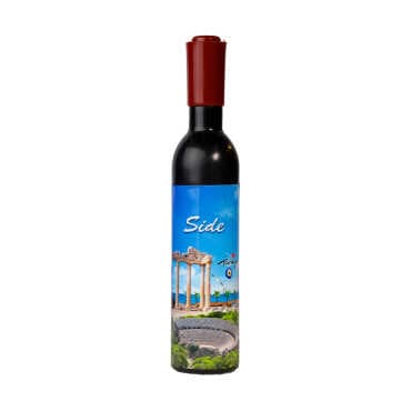 Side Themed Bottle Shaped Metal Wine Bottle Corkscrew Opener-Magnetic 115x25x25 mm - 7