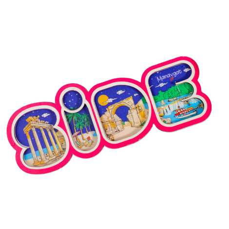 Toptan Side Temalı Myros Yazı Ahşap Magnet - 2