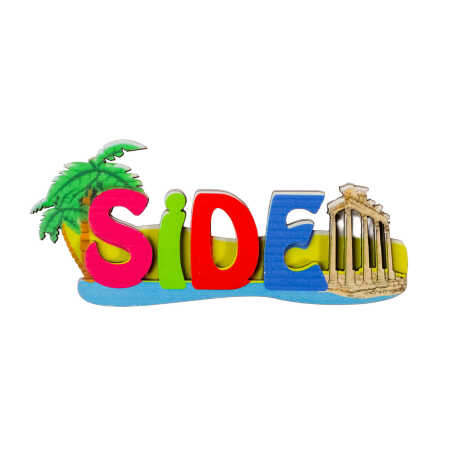 Toptan Side Temalı Myros Yazı Ahşap Magnet - 4