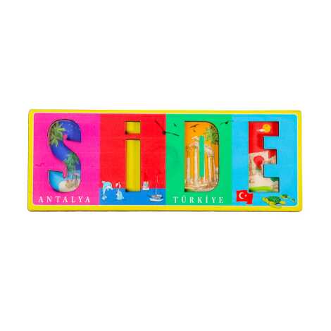 Toptan Side Temalı Myros Yazı Ahşap Magnet - 6