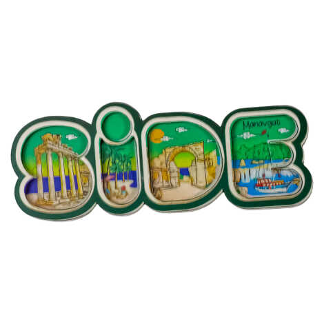 Toptan Side Temalı Myros Yazı Ahşap Magnet - 7