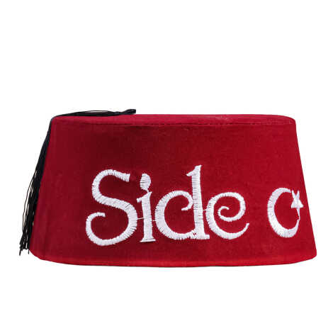 Toptan Side Temalı Nakışlı Fes - 4