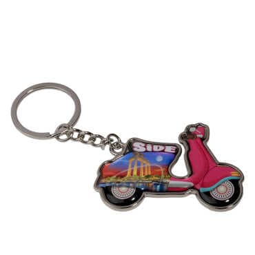 Side Themed Scooter Shaped Metal Keychain - 6