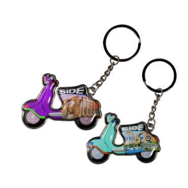 Side Themed Scooter Shaped Metal Keychain - 2