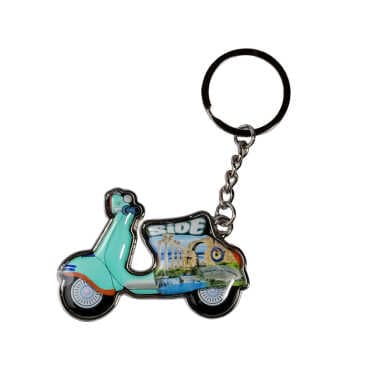 Side Themed Scooter Shaped Metal Keychain - 3