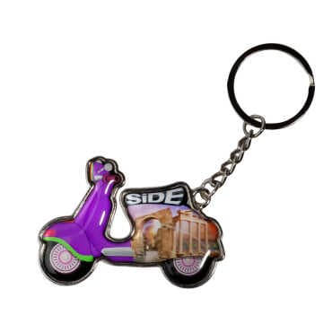Side Themed Scooter Shaped Metal Keychain - 4