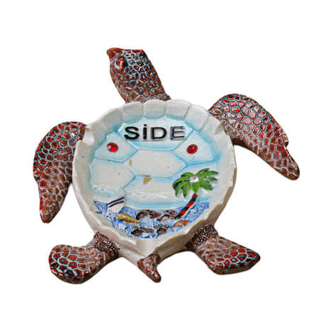 Side Temalı Sedefli Taşlı Polyester Büyük Kaplumbağa Küllük 13.5*12 Cm - 2