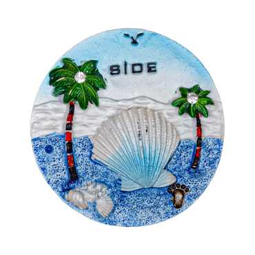 Side Themed Stone and Mother of Pearl Polyester Refrigerator Magnet - 44