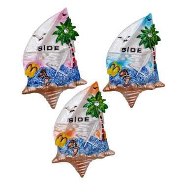 Side Themed Stone and Mother of Pearl Polyester Refrigerator Magnet - 30