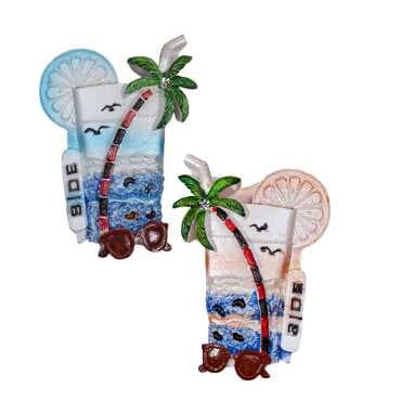 Side Themed Stone and Mother of Pearl Polyester Refrigerator Magnet - 37
