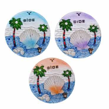 Side Themed Stone and Mother of Pearl Polyester Refrigerator Magnet - 6