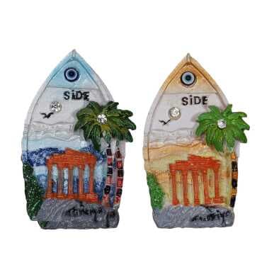 Side Themed Stone and Mother of Pearl Polyester Refrigerator Magnet - 18