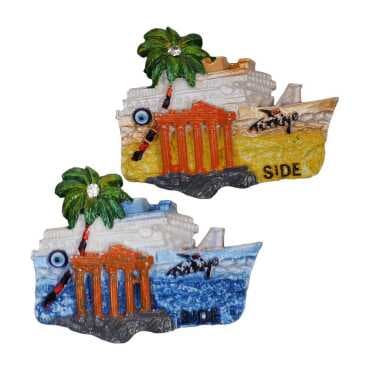 Side Themed Stone and Mother of Pearl Polyester Refrigerator Magnet - 19