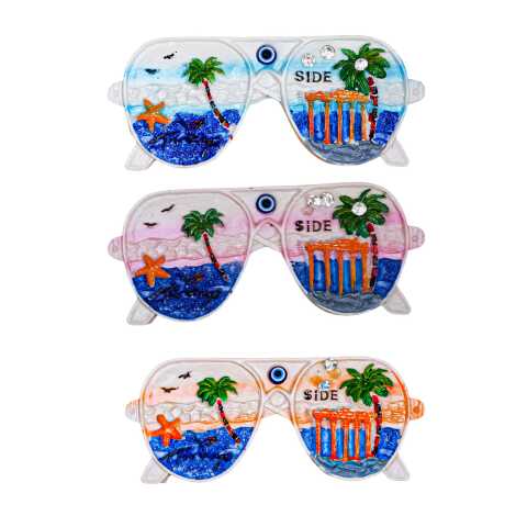 Side Temalı Taşlı ve Sedefli Polyester Magnet - 43