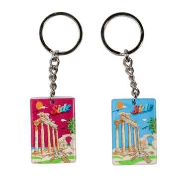 Side Themed Customised UV Printed Plastic Base Rectangle Keyring 31x106 mm - 3