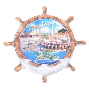 Side Themed Customised UV Printed Plastic Base Marin Rudder Shaped Fridge Magnet 82x82 mm - 5