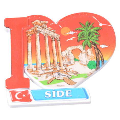 Toptan Side Temalı Myros Uv Kalp Şeki̇lli̇ Magnet 86*62 Mm - 10