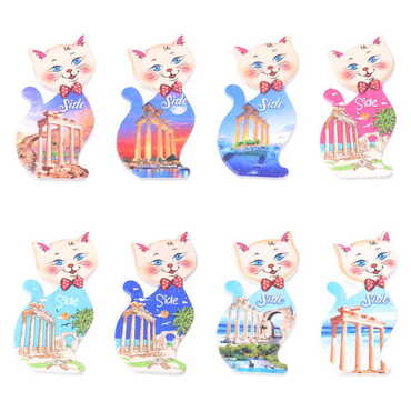Toptan Side Temalı Uv Baskılı Kedi Şekilli Magnet 43x87 mm - 3