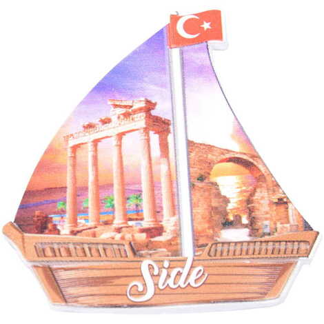Toptan Side Temalı Uv Baskılı Yelken Şekilli Magnet 77x80 mm - 4