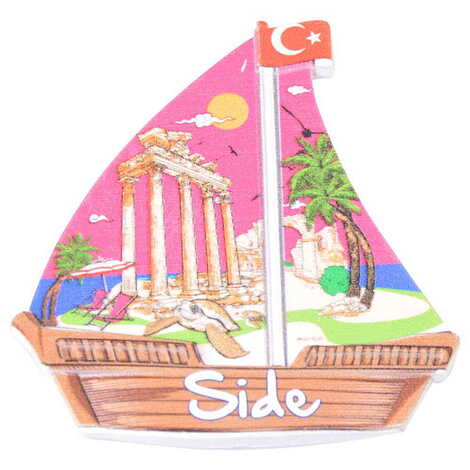 Toptan Side Temalı Uv Baskılı Yelken Şekilli Magnet 77x80 mm - 6