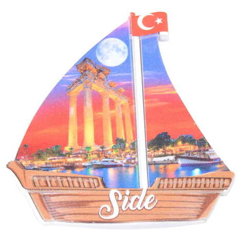 Toptan Side Temalı Uv Baskılı Yelken Şekilli Magnet 77x80 mm - 1