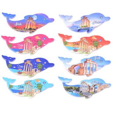 Side Themed Customised UV Printed Plastic Base Dolphin Shaped Fridge Magnet 110x50 mm - 3